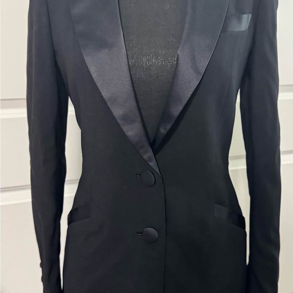 Rena Lange Elegant Black Tuxedo Blazer Sz 4 Small